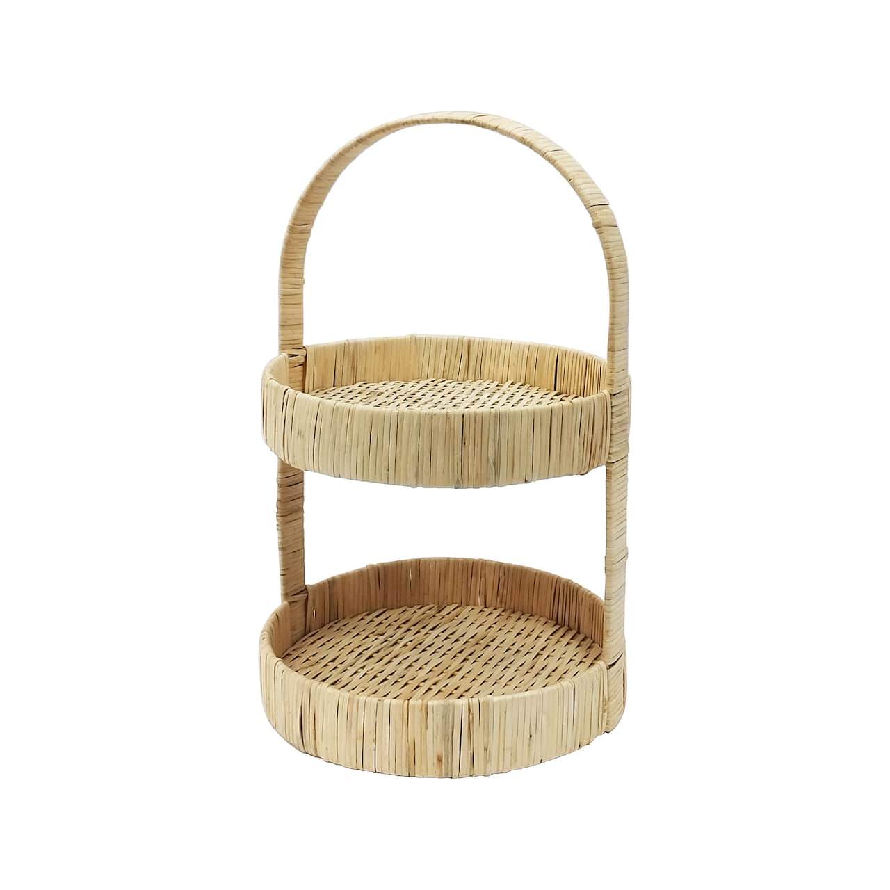 16.75" 2-Tier Rattan & Bamboo Tray by Ashland®